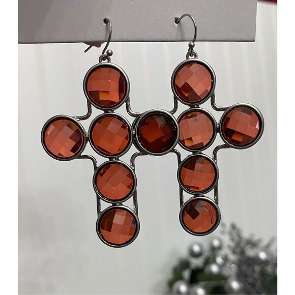 Urban Outfitters Silver Cross Goth Earrings - Picture 3 of 5